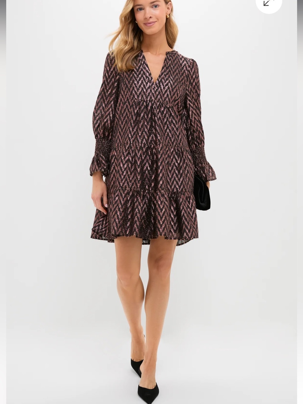 Pomander Place Black and Pink Chevron Mini Dress